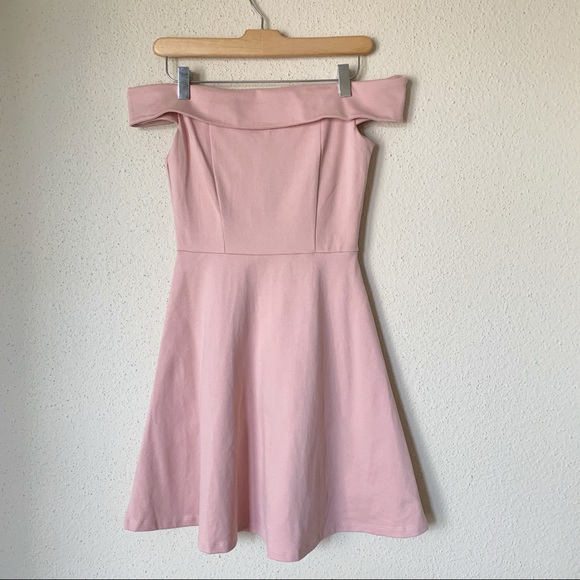 Lulus Fun Blush Pink Off-the-Shoulder Skater Dress - Picture 6 of 10